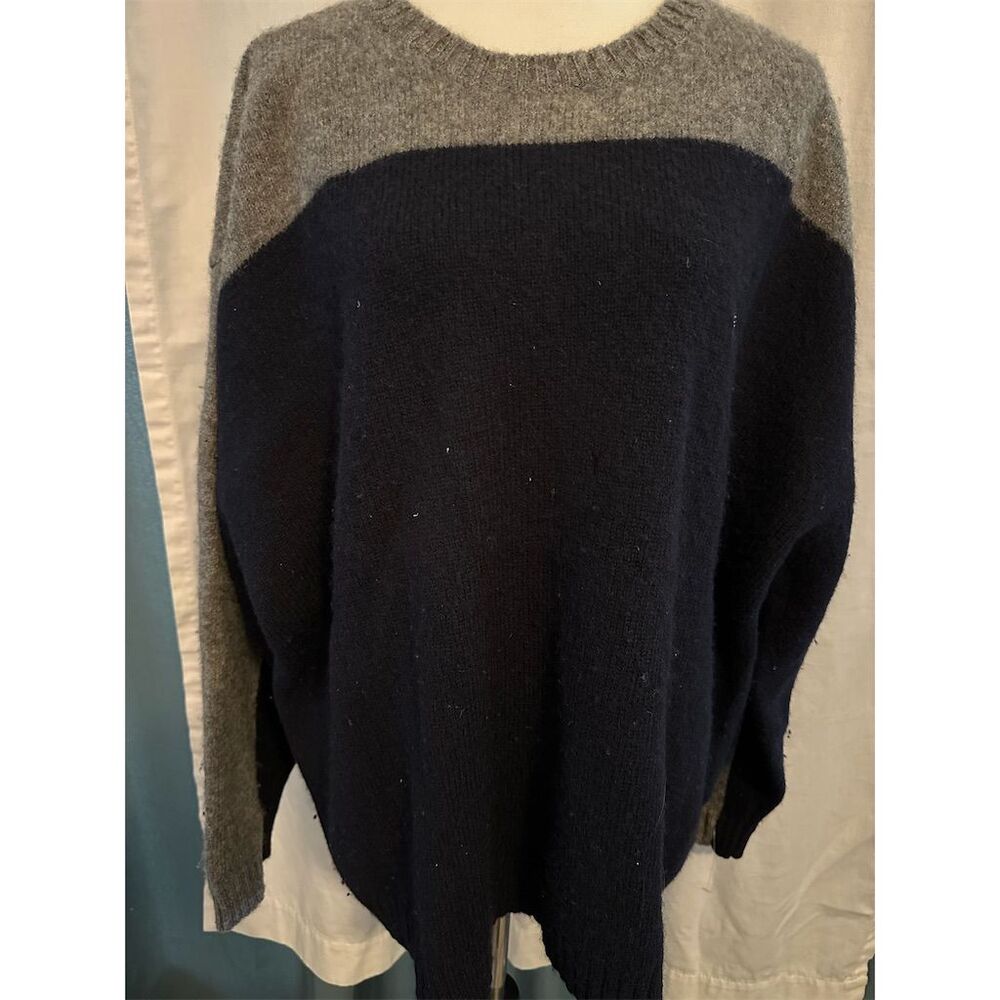 Timberland Men's 2XL Gray & Navy Color Block 100% Wool Pullover Sweater